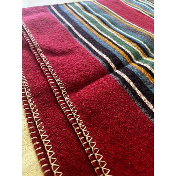 Vintage Kilim Style Natural Wool Blanket Sundance Catalogue Co. Striped - Picture 1 of 5